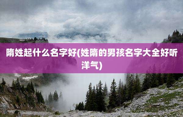 隋姓起什么名字好(姓隋的男孩名字大全好听洋气)