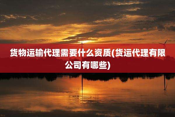 货物运输代理需要什么资质(货运代理有限公司有哪些)