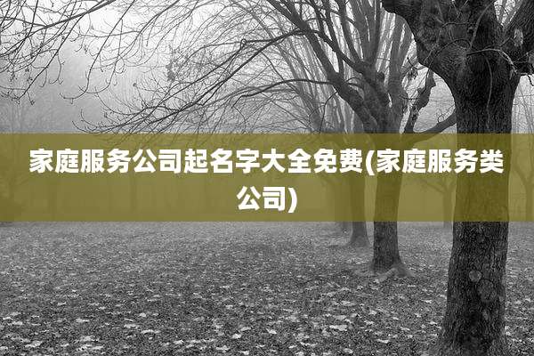 家庭服务公司起名字大全免费(家庭服务类公司)