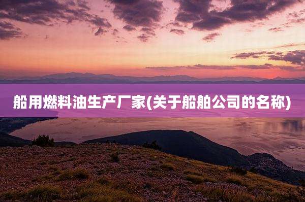 船用燃料油生产厂家(关于船舶公司的名称)