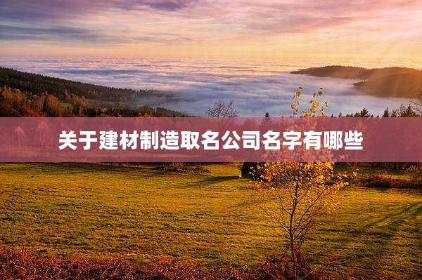 关于建材制造取名公司名字有哪些