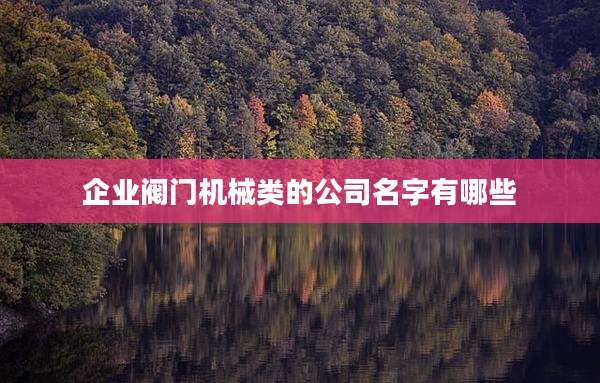 企业阀门机械类的公司名字有哪些