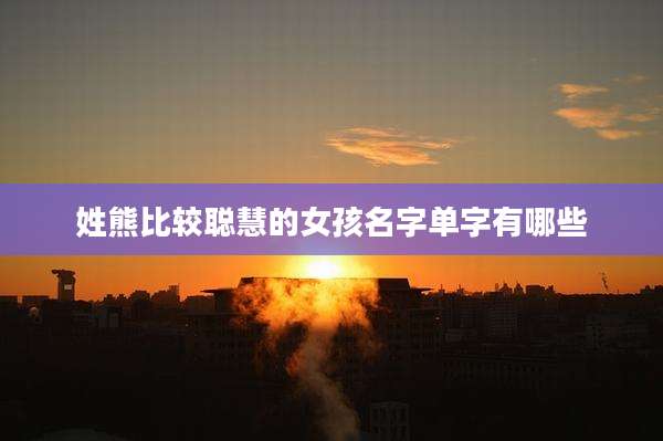 姓熊比较聪慧的女孩名字单字有哪些