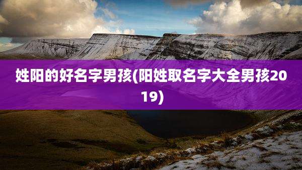 姓阳的好名字男孩(阳姓取名字大全男孩2019)