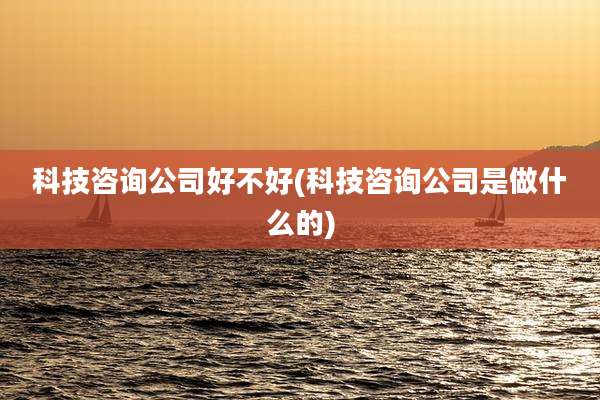 科技咨询公司好不好(科技咨询公司是做什么的)
