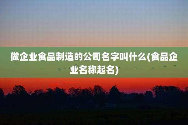 做企业食品制造的公司名字叫什么(食品企业名称起名)