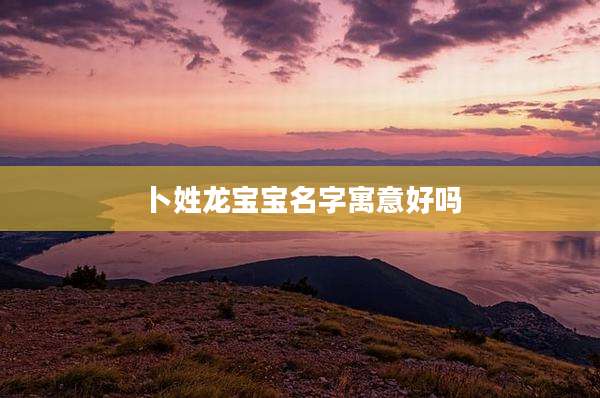 卜姓龙宝宝名字寓意好吗