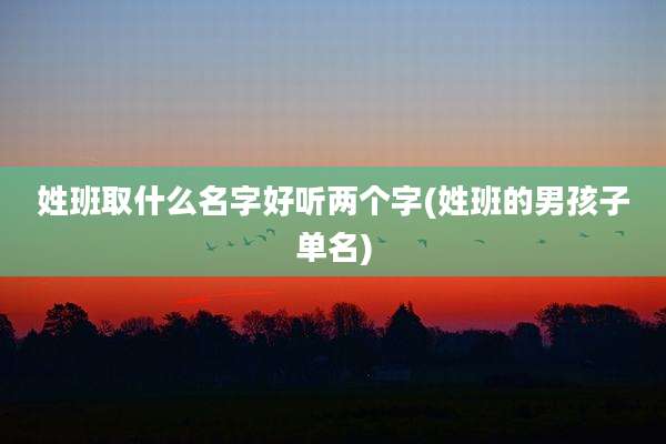 姓班取什么名字好听两个字(姓班的男孩子单名)
