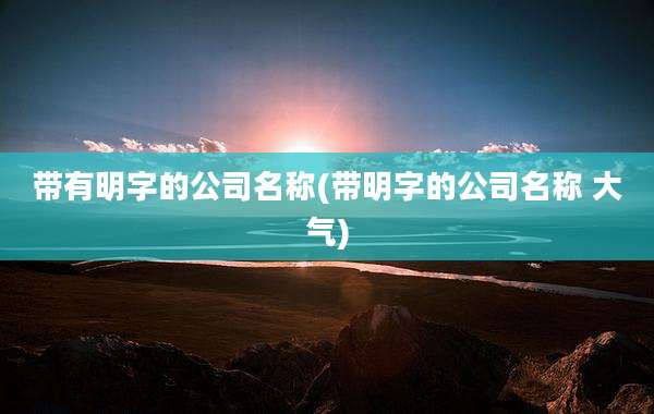 带有明字的公司名称(带明字的公司名称 大气)