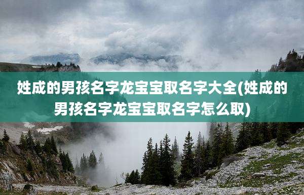 姓成的男孩名字龙宝宝取名字大全(姓成的男孩名字龙宝宝取名字怎么取)