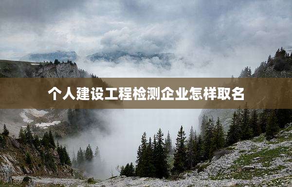 个人建设工程检测企业怎样取名