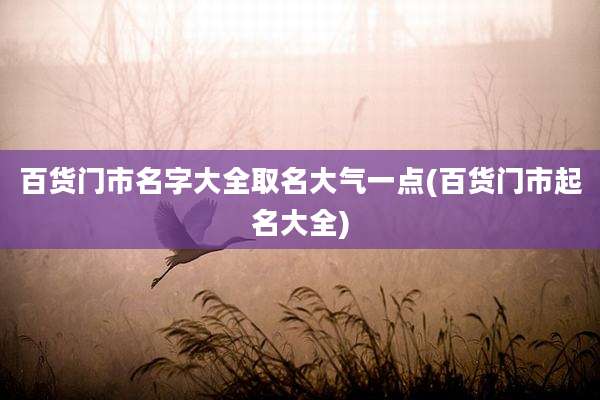 百货门市名字大全取名大气一点(百货门市起名大全)
