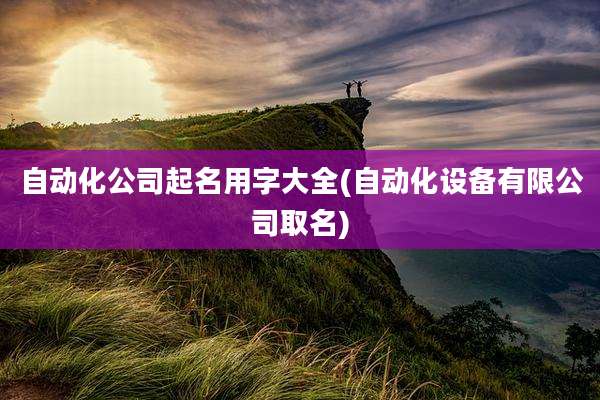 自动化公司起名用字大全(自动化设备有限公司取名)