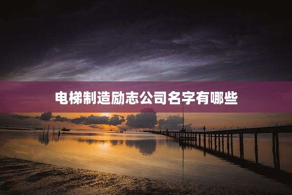 电梯制造励志公司名字有哪些