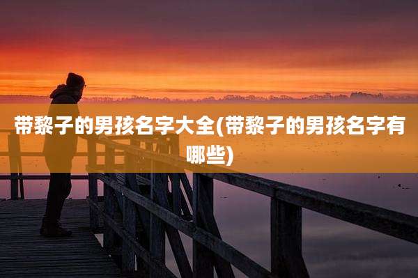 带黎子的男孩名字大全(带黎子的男孩名字有哪些)