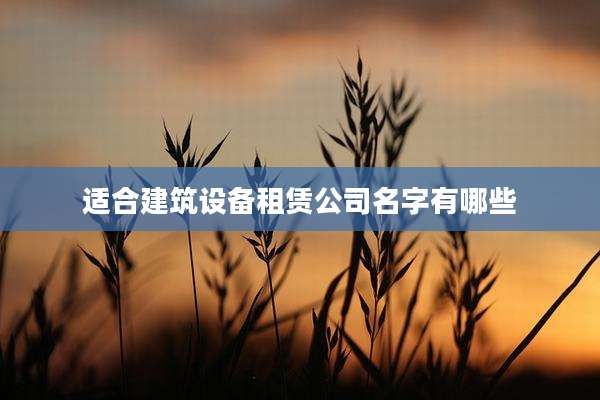 适合建筑设备租赁公司名字有哪些