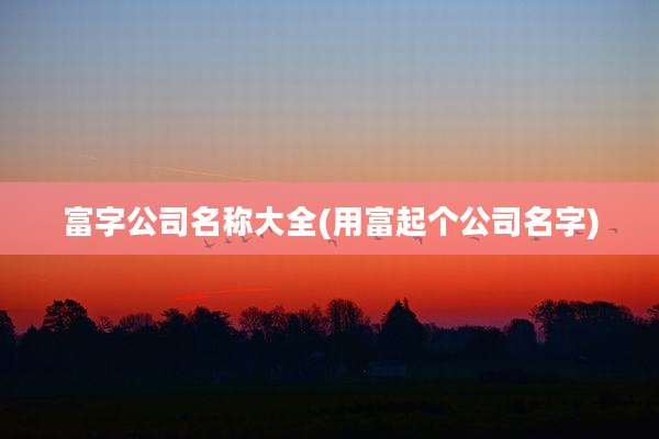 富字公司名称大全(用富起个公司名字)