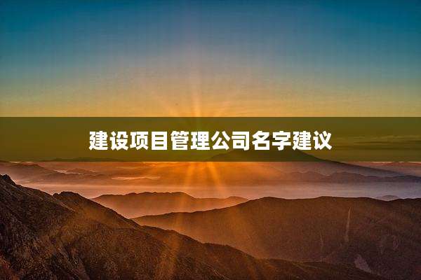 建设项目管理公司名字建议