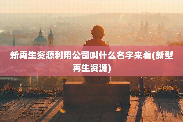 新再生资源利用公司叫什么名字来着(新型再生资源)