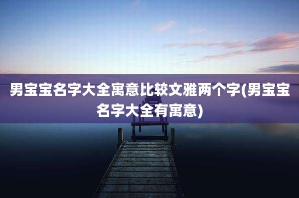 男宝宝名字大全寓意比较文雅两个字(男宝宝名字大全有寓意)