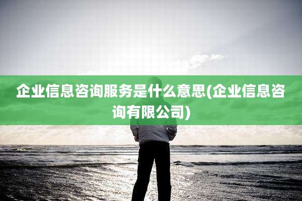 企业信息咨询服务是什么意思(企业信息咨询有限公司)