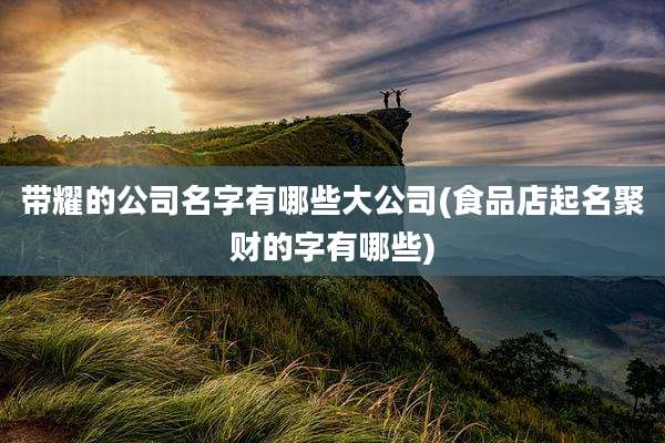 带耀的公司名字有哪些大公司(食品店起名聚财的字有哪些)