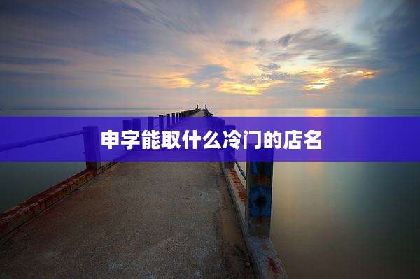 申字能取什么冷门的店名