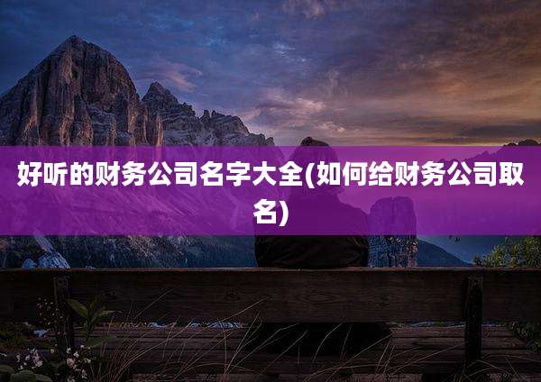 好听的财务公司名字大全(如何给财务公司取名)