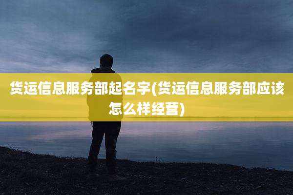 货运信息服务部起名字(货运信息服务部应该怎么样经营)