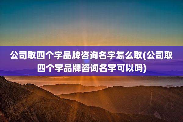 公司取四个字品牌咨询名字怎么取(公司取四个字品牌咨询名字可以吗)