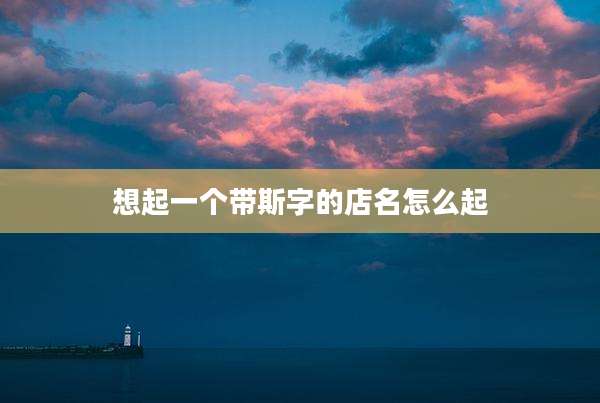 想起一个带斯字的店名怎么起