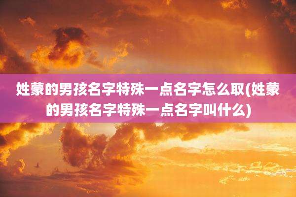 姓蒙的男孩名字特殊一点名字怎么取(姓蒙的男孩名字特殊一点名字叫什么)