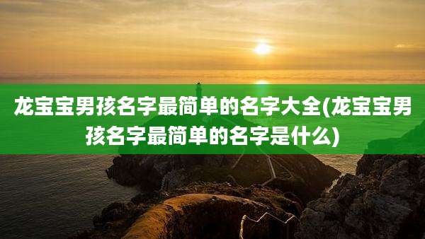 龙宝宝男孩名字最简单的名字大全(龙宝宝男孩名字最简单的名字是什么)