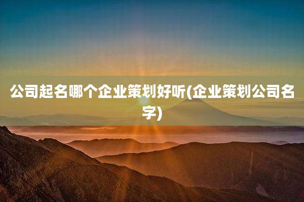 公司起名哪个企业策划好听(企业策划公司名字)