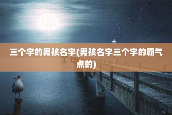 三个字的男孩名字(男孩名字三个字的霸气点的)