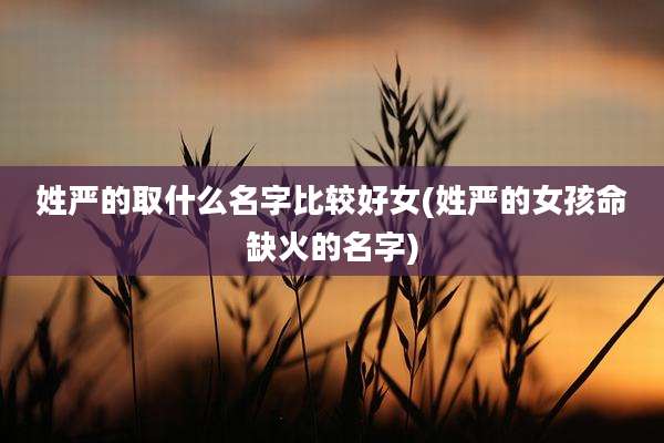 姓严的取什么名字比较好女(姓严的女孩命缺火的名字)