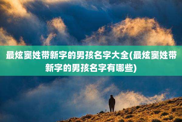 最炫窦姓带新字的男孩名字大全(最炫窦姓带新字的男孩名字有哪些)