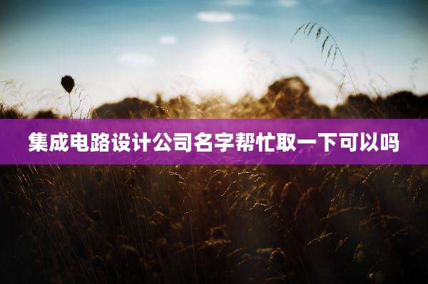 集成电路设计公司名字帮忙取一下可以吗