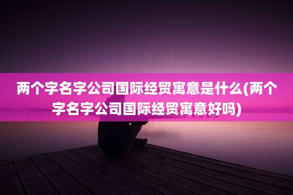 两个字名字公司国际经贸寓意是什么(两个字名字公司国际经贸寓意好吗)