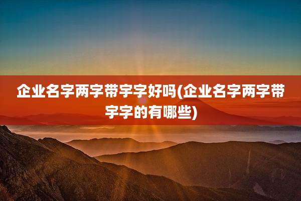 企业名字两字带宇字好吗(企业名字两字带宇字的有哪些)