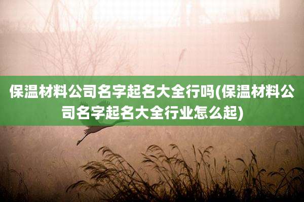 保温材料公司名字起名大全行吗(保温材料公司名字起名大全行业怎么起)