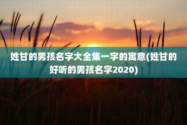 姓甘的男孩名字大全集一字的寓意(姓甘的好听的男孩名字2020)