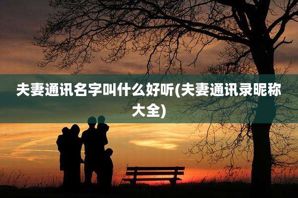 夫妻通讯名字叫什么好听(夫妻通讯录昵称大全)