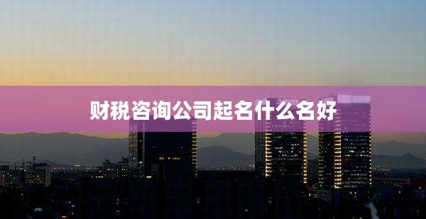 财税咨询公司起名什么名好