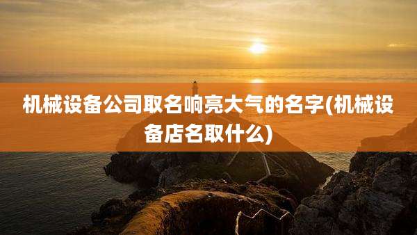 机械设备公司取名响亮大气的名字(机械设备店名取什么)