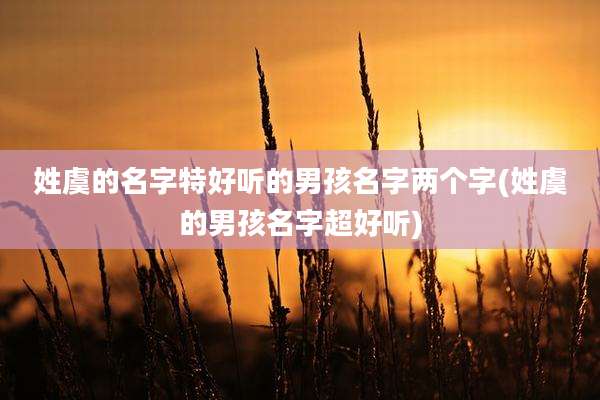姓虞的名字特好听的男孩名字两个字(姓虞的男孩名字超好听)