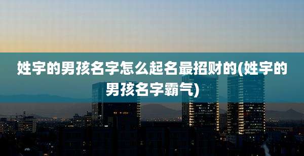 姓宇的男孩名字怎么起名最招财的(姓宇的男孩名字霸气)