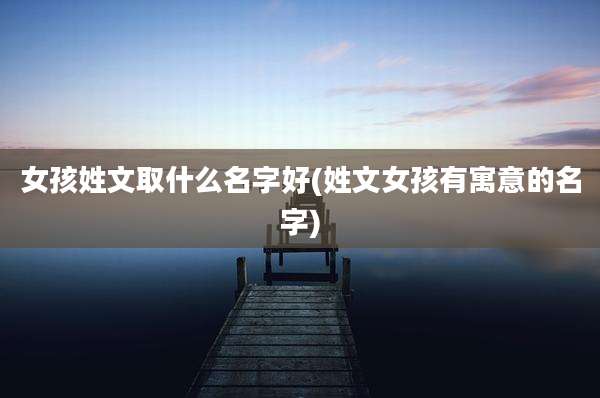 女孩姓文取什么名字好(姓文女孩有寓意的名字)
