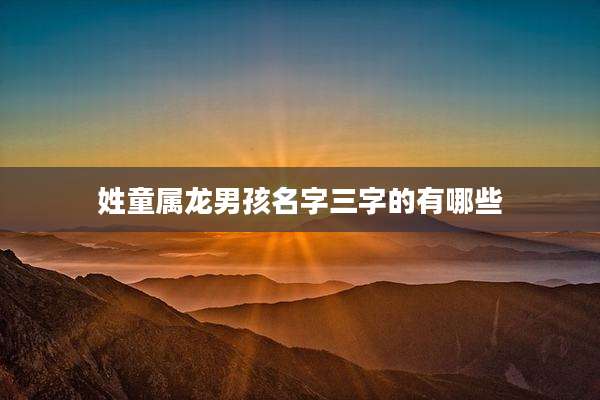 姓童属龙男孩名字三字的有哪些