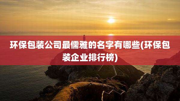 环保包装公司最儒雅的名字有哪些(环保包装企业排行榜)